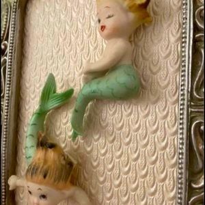 Pair of vintage Lefton mermaid girls wall art!